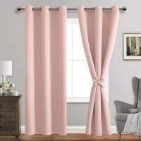 Jiuzhen Blush Pink Blackout Curtains For Bedroom Light Blocking And Noise Reducing Grommet Curtains For Living Room Darkening