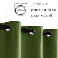 Jiuzhen Olive Green Blackout Curtains For Bedroom Light Blocking And Noise Reducing Grommet Curtains For Living Room Darkening