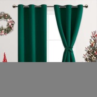 Jiuzhen Forest Green Blackout Curtains For Bedroom Light Blocking And Noise Reducing Grommet Curtains For Living Room Darkenin