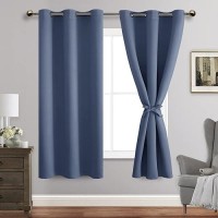 Jiuzhen Dusty Blue Blackout Curtains For Bedroom Light Blocking And Noise Reducing Grommet Curtains For Living Room Darkening C