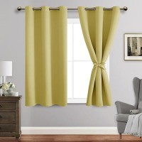 Jiuzhen Light Yellow Blackout Curtains For Bedroom Light Blocking And Noise Reducing Grommet Curtains For Living Room Darkenin