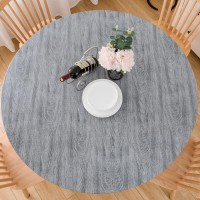 Liberecoo Round Vinyl Fitted Tablecloth With Flannel Backing Elastic Edge Plastic Table Cover - Carbon Gray - Waterproof Table Cloth Stain-Resistant Wipeable For 40