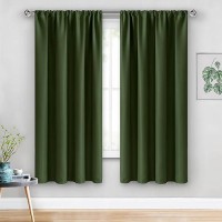 Jiuzhen Olive Green Curtains For Bedroom Thermal Insulated Room Darkening Window Curtains Rod Pocket Curtains For Nursery Roo