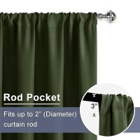 Jiuzhen Olive Green Curtains For Bedroom Thermal Insulated Room Darkening Window Curtains Rod Pocket Curtains For Nursery Roo