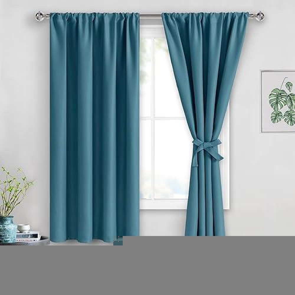 Jiuzhen Blackout Curtains For Bedroomliving Room Thermal Insulated Room Darkening Rod Pocket Curtains For Living Room Set Of