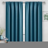 Jiuzhen Blackout Curtains For Bedroom Thermal Insulated Room Darkening Rod Pocket Curtains For Living Room Set Of 2 Panels Wi