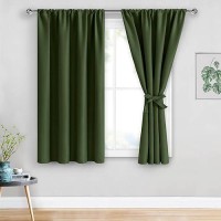 Jiuzhen Olive Green Curtains For Bedroom Thermal Insulated Light Blocking Curtains Rod Pocket Curtains For Nursery Room Curt