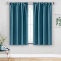 Jiuzhen Stone Blue Blackout Curtains For Bedroom Thermal Insulated Room Darkening Rod Pocket Curtains For Living Room Set Of