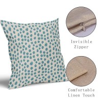 Aqua Cream Pillow Covers 16X16 Set Of 2 Boho Design Polka Dot Throw Pillows Modern Brush Strokes Print Decorative Outdoor Pillow