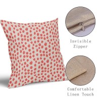 Coral Cream Pillow Covers 18X18 Set Of 2 Boho Design Polka Dot Throw Pillows Modern Brush Strokes Print Decorative Outdoor Pillo