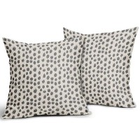 Grey Gray Cream Pillow Covers 18X18 Set Of 2 Boho Design Polka Dot Throw Pillows Modern Brush Strokes Print Decorative Outdoor P