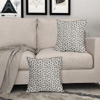 Grey Gray Cream Pillow Covers 18X18 Set Of 2 Boho Design Polka Dot Throw Pillows Modern Brush Strokes Print Decorative Outdoor P