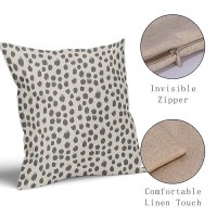 Grey Gray Cream Pillow Covers 18X18 Set Of 2 Boho Design Polka Dot Throw Pillows Modern Brush Strokes Print Decorative Outdoor P