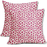 Hot Pink Cream Pillow Covers 16X16 Set Of 2 Boho Design Polka Dot Throw Pillows Modern Brush Strokes Print Decorative Outdoor Pi