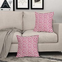 Hot Pink Cream Pillow Covers 16X16 Set Of 2 Boho Design Polka Dot Throw Pillows Modern Brush Strokes Print Decorative Outdoor Pi