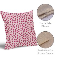 Hot Pink Cream Pillow Covers 16X16 Set Of 2 Boho Design Polka Dot Throw Pillows Modern Brush Strokes Print Decorative Outdoor Pi