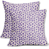 Purple Cream Pillow Covers 18X18 Set Of 2 Boho Design Polka Dot Throw Pillows Modern Brush Strokes Print Decorative Outdoor Pill