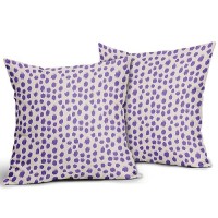 Purple Cream Pillow Covers 18X18 Set Of 2 Boho Design Polka Dot Throw Pillows Modern Brush Strokes Print Decorative Outdoor Pill