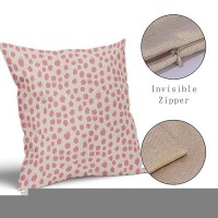 Pink Cream Pillow Covers 18X18 Set Of 2 Boho Design Polka Dot Throw Pillows Modern Brush Strokes Print Decorative Outdoor Pillow