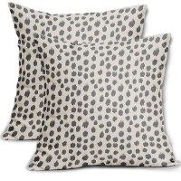 Grey Gray Cream Pillow Covers 16X16 Set Of 2 Boho Design Polka Dot Throw Pillows Modern Brush Strokes Print Decorative Outdoor P