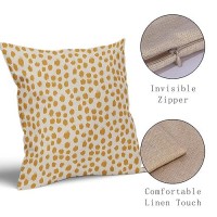 Mustard Yellow Cream Pillow Covers 18X18 Set Of 2 Boho Design Polka Dot Throw Pillows Modern Brush Strokes Print Decorative Outd