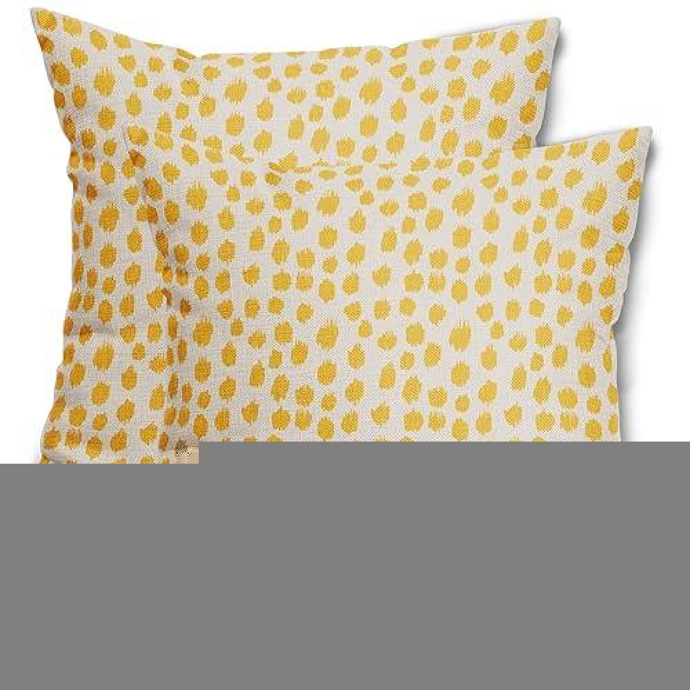 Yellow Cream Pillow Covers 18X18 Set Of 2 Boho Design Polka Dot Throw Pillows Modern Brush Strokes Print Decorative Outdoor Pill