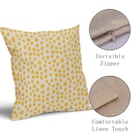 Yellow Cream Pillow Covers 18X18 Set Of 2 Boho Design Polka Dot Throw Pillows Modern Brush Strokes Print Decorative Outdoor Pill