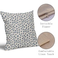 Dusty Blue Cream Pillow Covers 18X18 Set Of 2 Boho Design Polka Dot Throw Pillows Modern Brush Strokes Print Decorative Outdoor