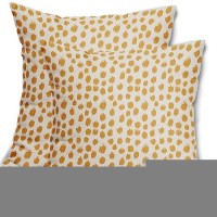 Mustard Yellow Cream Pillow Covers 20X20 Set Of 2 Boho Design Polka Dot Throw Pillows Modern Brush Strokes Print Decorative Outd