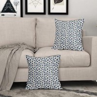 Light Blue Cream Pillow Covers 18X18 Set Of 2 Boho Design Polka Dot Throw Pillows Modern Brush Strokes Print Decorative Outdoor