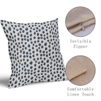 Light Blue Cream Pillow Covers 18X18 Set Of 2 Boho Design Polka Dot Throw Pillows Modern Brush Strokes Print Decorative Outdoor