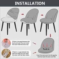 Xgangm Stretch Velvet Dining Chair Covers Slipcovers Set Of 2/4/6, Curved Back Accent Kitchen Dining Room Chair Covers Armless Mid Century Chair Slipcovers Bar Chair Protector Cover,K,6Pcs