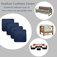 Flymei Patio Cushion Covers 22X20X4 Waterproof Outdoor Cushion Cover Replacement 4Packs Outdoor Seat Cushion Slipcover For Outdo