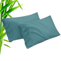 Teal Pillow Cases Standard Size 2 Pack Bamboo Rayon Cooling Pillowcases With Envelope Closure Cool Breathable Pillow Case For