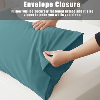 Teal Pillow Cases Standard Size 2 Pack Bamboo Rayon Cooling Pillowcases With Envelope Closure Cool Breathable Pillow Case For