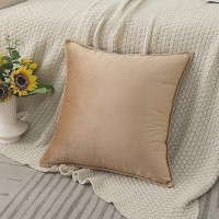 Jiahannha Velvet Khaki Throw Pillow Covers 12X20 Inches Pack Of 2 Soft Decorative Square Cushion Covers For Couch Sofa Bed Livin