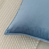 Jiahannha Velvet Stone Blue Throw Pillow Covers 22X22 Inches Pack Of 2 Soft Decorative Square Cushion Covers For Couch Sofa Bed