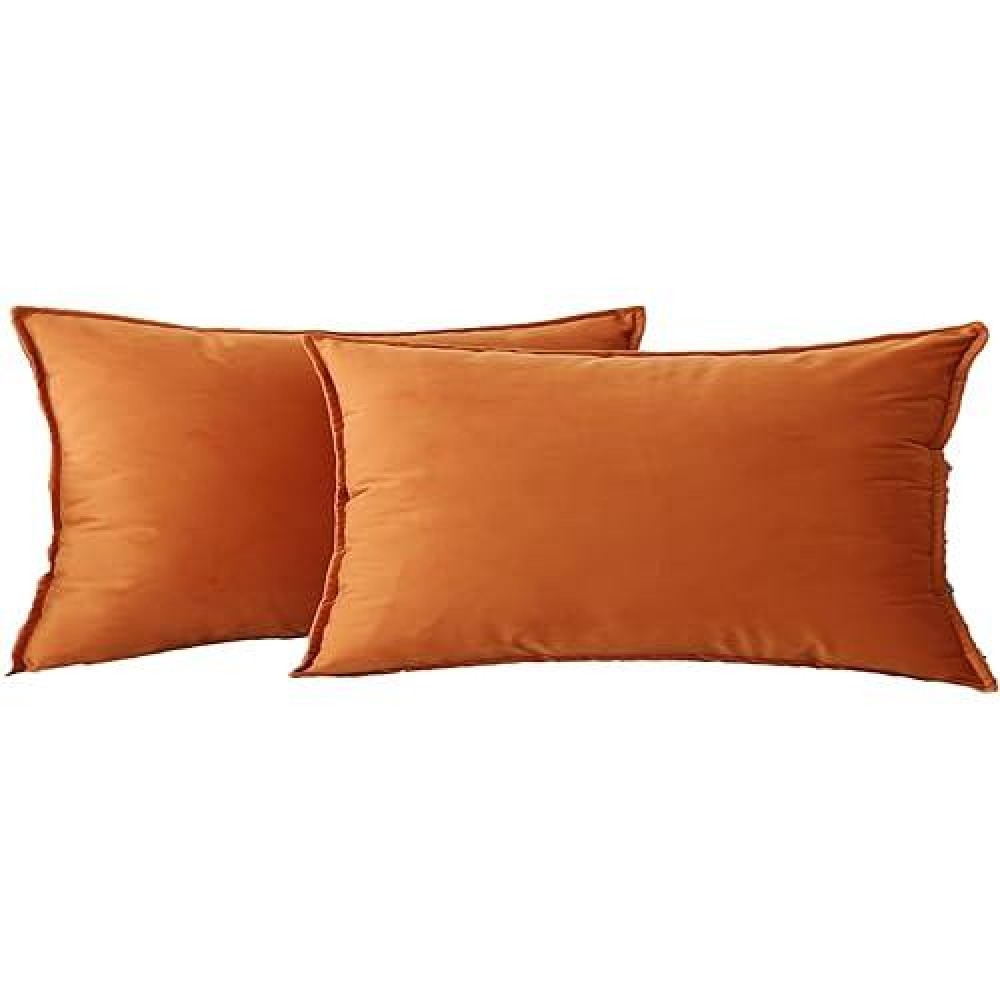 Jiahannha Velvet Orange Throw Pillow Covers 12X20 Inches Pack Of 2 Soft Decorative Square Cushion Covers For Couch Sofa Bed Livi