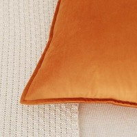 Jiahannha Velvet Orange Throw Pillow Covers 12X20 Inches Pack Of 2 Soft Decorative Square Cushion Covers For Couch Sofa Bed Livi