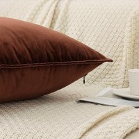 Jiahannha Velvet Brown Throw Pillow Covers 24X24 Inches Pack Of 2 Soft Decorative Square Cushion Covers For Couch Sofa Bed Livin