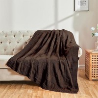 Cozecube Knit Throw Blanket Brown Checkered Throw Blanket For Couch Soft Cozy Warm Knitted Throw Blanket For Bed Sofa Living R