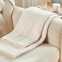 Cozecube Knit Throw Blanket White Checkered Throw Blanket For Couch Soft Cozy Warm Knitted Throw Blanket For Bed Sofa Decorati