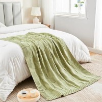 Cozecube Knit Throw Blanket Sage Green Checkered Throw Blanket For Couch Soft Cozy Warm Knitted Throw Blanket For Bed Sofa Liv