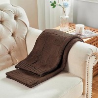 Cozecube Knit Throw Blanket Brown Checkered Throw Blanket For Couch Soft Cozy Warm Knitted Throw Blanket For Couch Bed Sofa Li