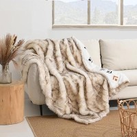 Luxury Plush Faux Fur Throw Blanket With Aztec Pattern Super Warm Fuzzy Elegant Fluffy Decoration Blanket For Couch Armchai