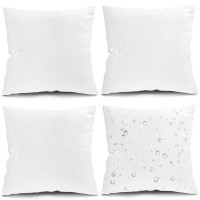 Fixwal 24X24 Inches Outdoor Pillow Inserts Set Of 4, Waterproof Decorative Throw Pillows Insert, Square Pillow Form For Patio, Furniture, Bed, Living Room, Garden (White)