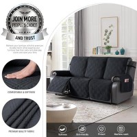 Taococo 100% Waterproof Recliner Sofa Cover Non Slip Couch Cover For 3 Seat Reclining Sofa  Split Reclining Couch Covers 3-Piece With Straps  Washable Sofa Slipcover For Kids Pets(3 Seater  Black)