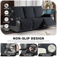 Taococo 100% Waterproof Recliner Sofa Cover Non Slip Couch Cover For 3 Seat Reclining Sofa  Split Reclining Couch Covers 3-Piece With Straps  Washable Sofa Slipcover For Kids Pets(3 Seater  Black)