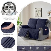 Taococo 100% Waterproof Loveseat Recliner Cover  Non Slip Split Loveseat Covers For Reclining Loveseat With Elastic Straps  Washable Recliner Chair/Furniture Protector For Pets(2 Seater  Navy Blue)