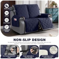 Taococo 100% Waterproof Loveseat Recliner Cover  Non Slip Split Loveseat Covers For Reclining Loveseat With Elastic Straps  Washable Recliner Chair/Furniture Protector For Pets(2 Seater  Navy Blue)